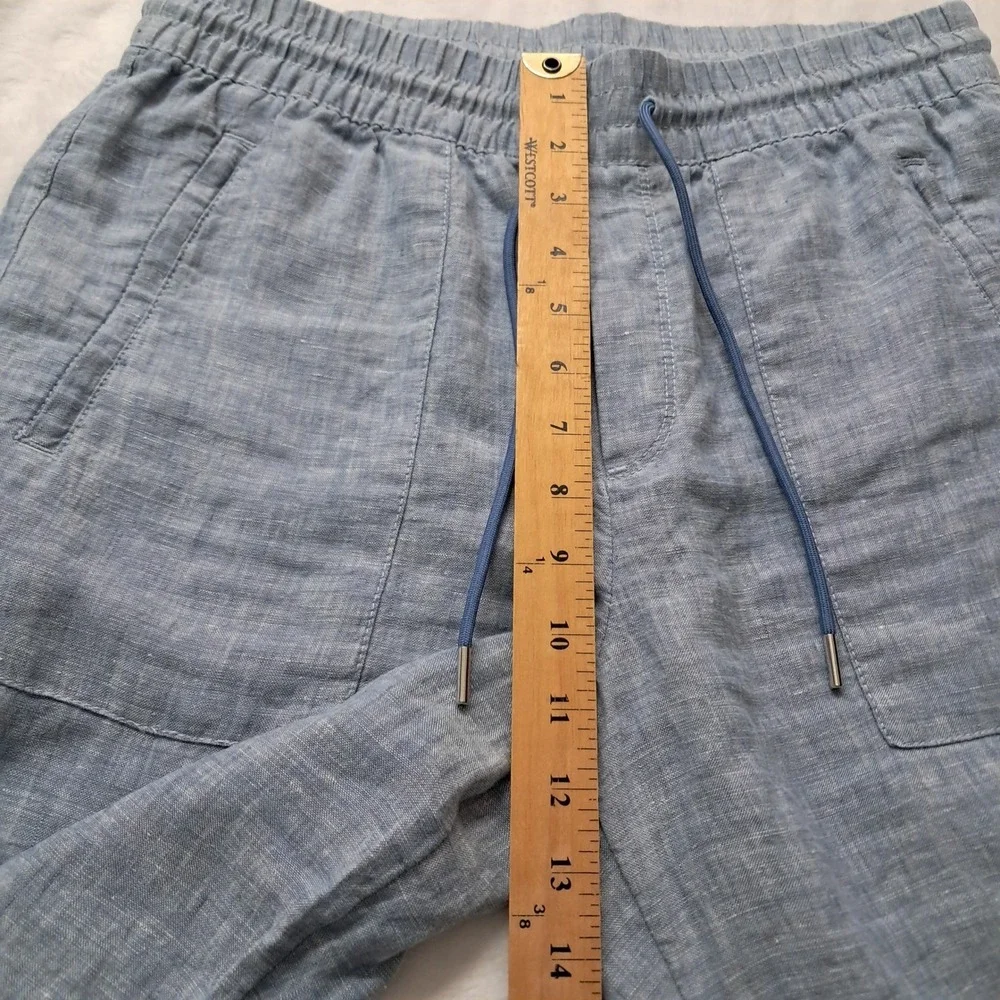 Athleta Pants Womens 8 Blue Cabo Linen Jogger Elastic Waist Drawstring Pockets